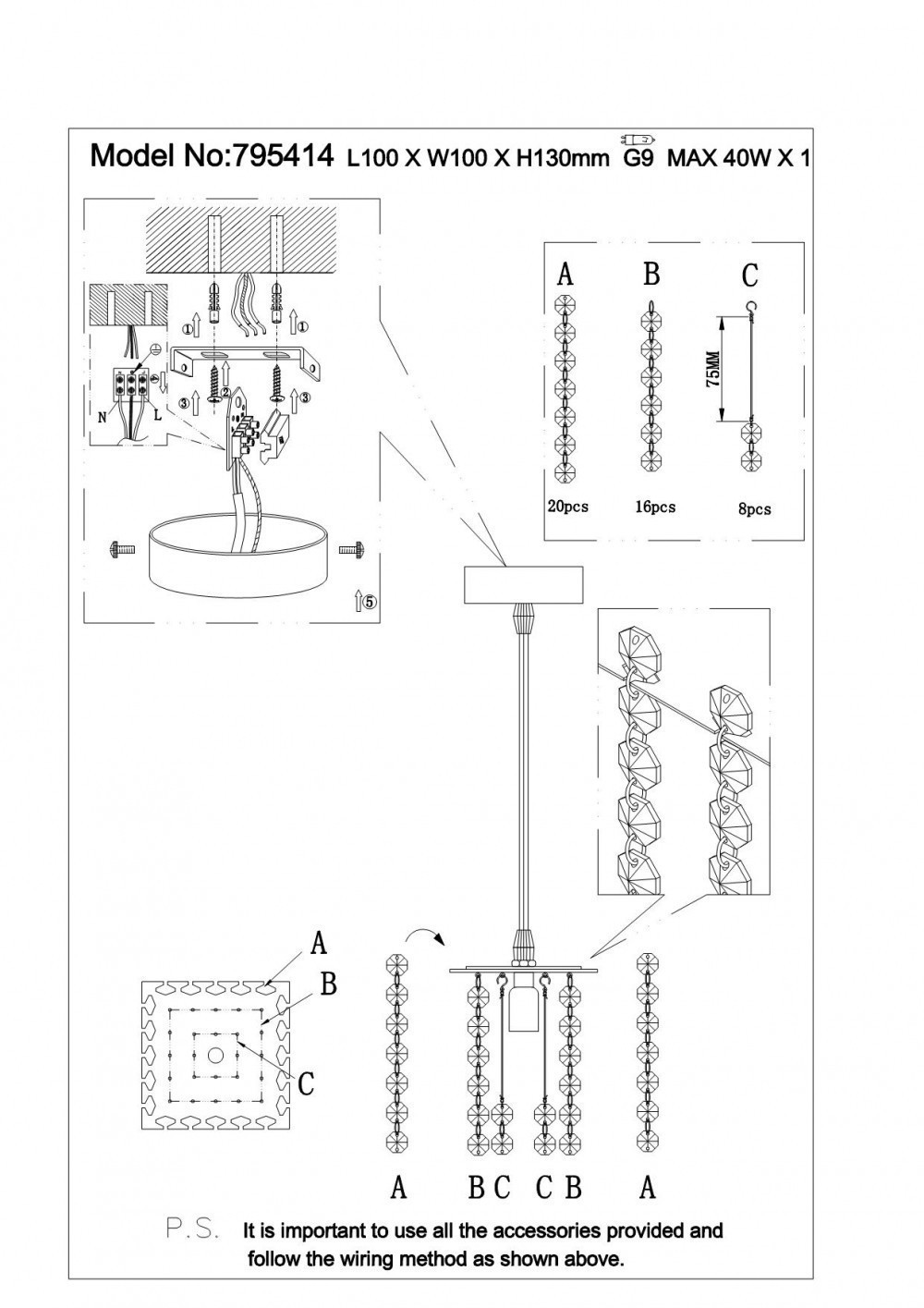 Lightstar (9957/1.8) Подвес CRISTALLO 1х40W G9 ХРОМ (в комплекте) Lightstar (9957/1.8) Подвес CRISTALLO 1х40W G9 ХРОМ (в комплекте)